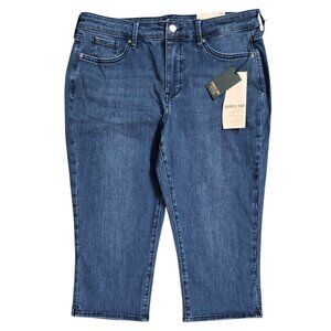 NYDJ NWT Curves 360 Caliente Slim Straight Crop Capri Jeans Side Slits PETITE